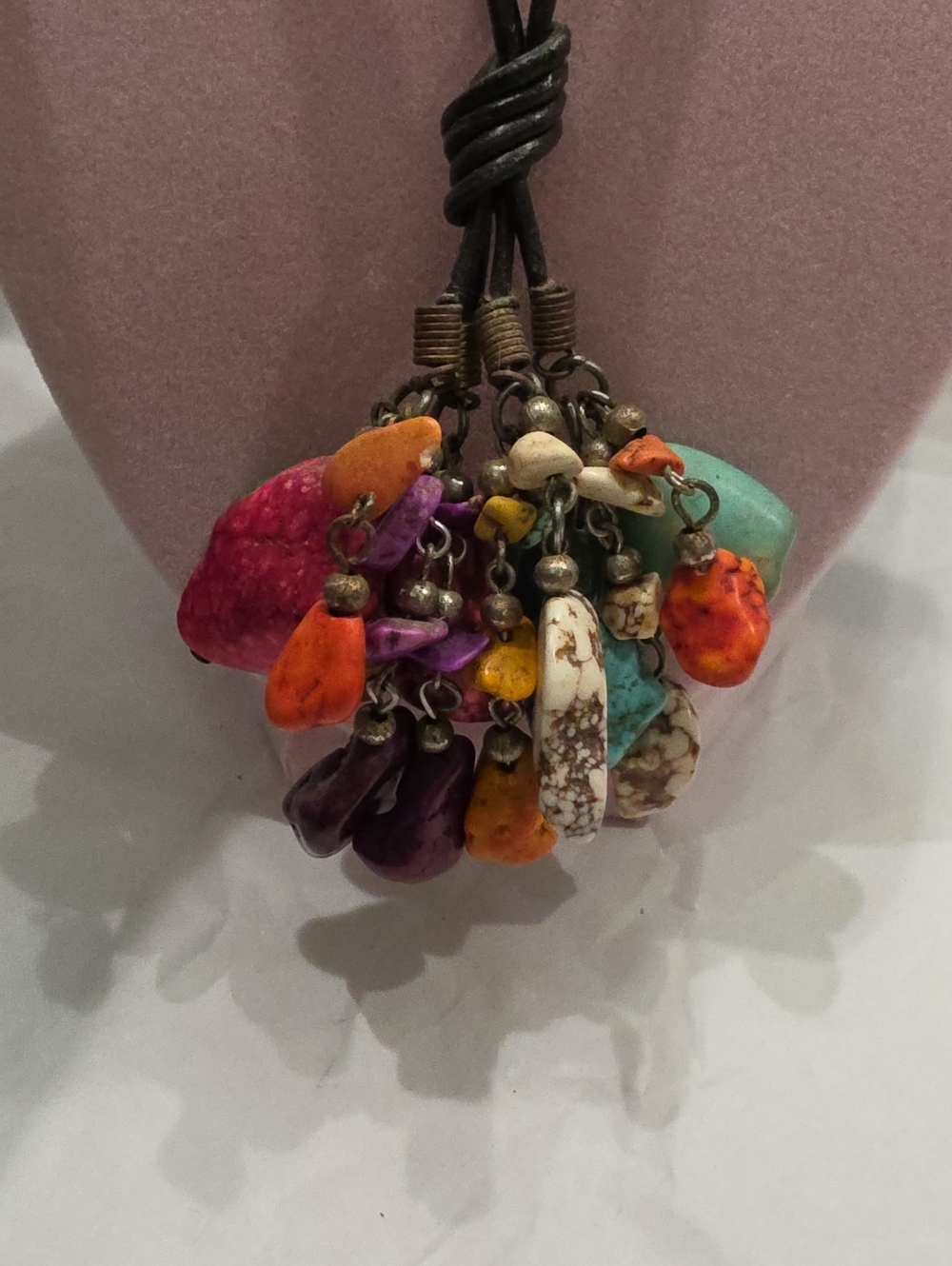 Multicolor Stone Cluster Pendant Necklace
